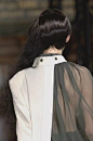 Layered blouse detail with juxtaposition of opaque & structured with sheer & floaty; fashion details // Yohji Yamamoto