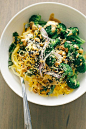 Spaghetti Squash Noodle Bowl + Lime Peanut Sauce