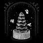 animation  gif Christmas ILLUSTRATION  Digital Art  digital illustration black and white black loop motion