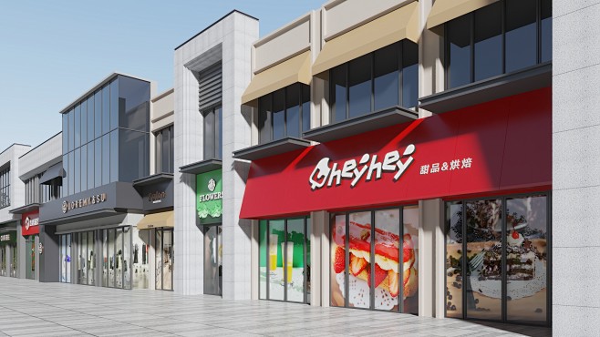 地产商铺包装（商业街 氛围 门头 橱窗）店铺设计 甜品店 2022©wenseen