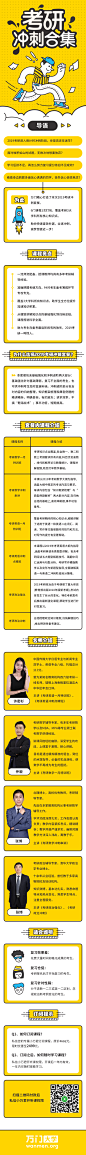 万门大学考研冲刺合集 课程长图 运营h5 详情页黄黑 插画 @秋多多