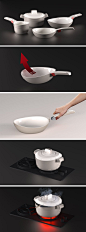 Levitate cookware set with removable handle - pan, wok, soup pot, milk pop. Design by Loschi and Verdelli