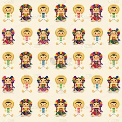 Mexican Dolls Texture Composition