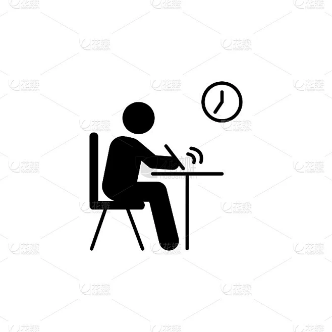 学生写作时间考试图标。返校插画图标元素。用于网站、网页设计、手机应用、UI、UX的标志和符号收集图标素材-花瓣网