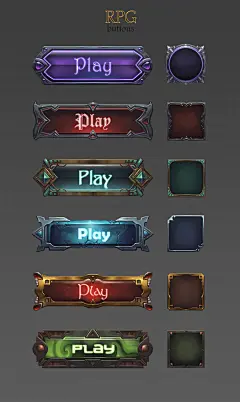 Fantasy RPG slots and buttons, Tatiana Zenzina