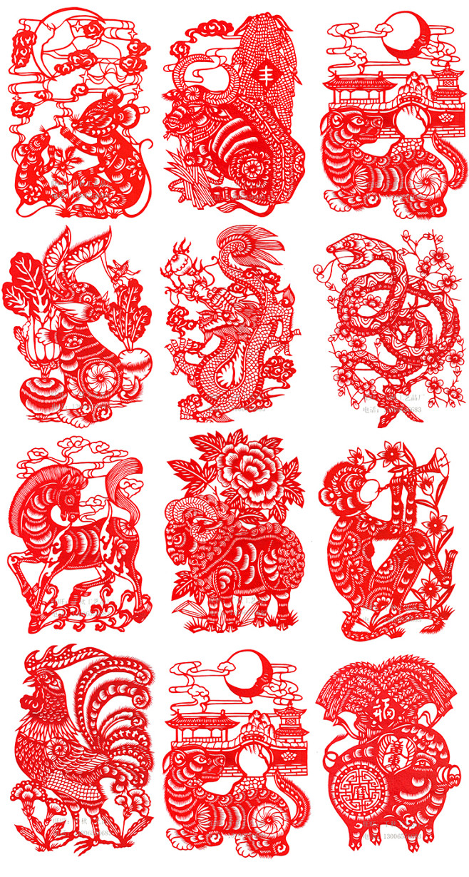 中国剪纸作品手工套装十二生肖剪纸画人物画刻纸窗花装饰画包邮淘宝网