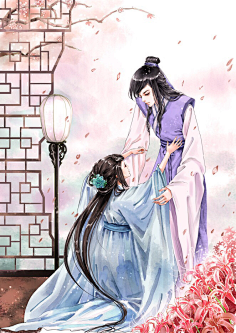 情侣 古代 古风人物 仙侠 唯美 爱情 恋爱 游戏美术 插画 漫画 画