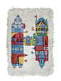 H is for Helsinki : Helsinki themed illustration for hand embroidered wool carpet and pillow.