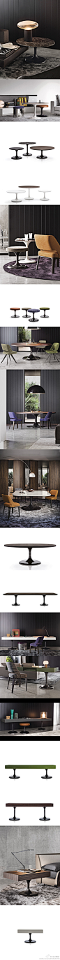 2013 米兰国际家具展新品分享，同一个系列有餐桌、书桌、茶几、床头柜、坐墩，Rodolfo dordoni 设计