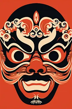 AI数字艺术国粹花脸京剧面具脸谱插画-众图网