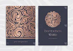 Rose gold and black luxury invitation card design.