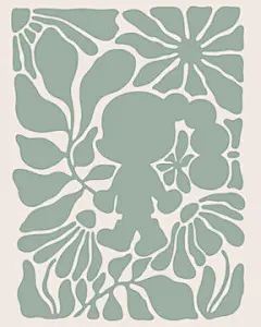 图源免费EPS |鼠尾草绿的花和叶轮廓图标集