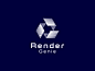 Render Genie triangle hexagon intelligent branding platform design logo box render rendering modern abstract geometic