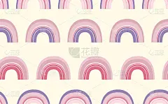时尚无缝图案与彩色彩虹的色彩背景。设计邀请，海报，卡片，织物，纺织品，织物。可爱的节日插图宝贝。涂鸦
