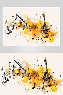 AI数字艺术音乐乐符乐谱元素插画