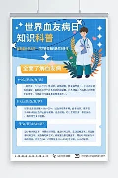 简约蓝色世界血友病日医疗科普海报