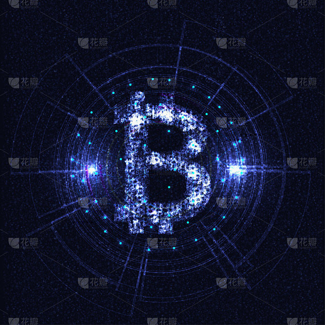 现代数字比特币货币标志。素材-花瓣网