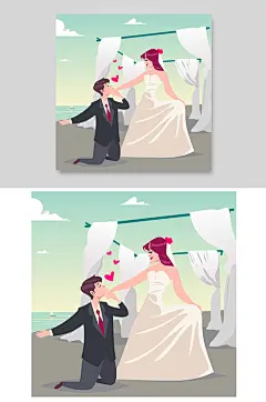 海边沙滩浪漫求婚情侣人物户外告白
