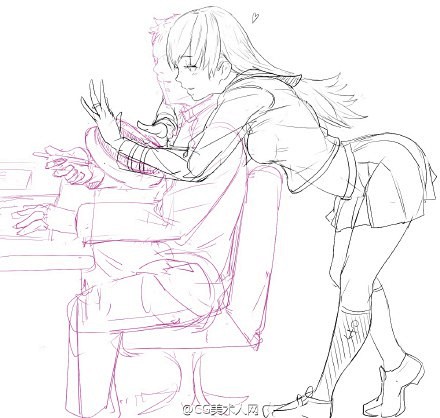 #绘画参考#P站のらくら大大的草图习作，...