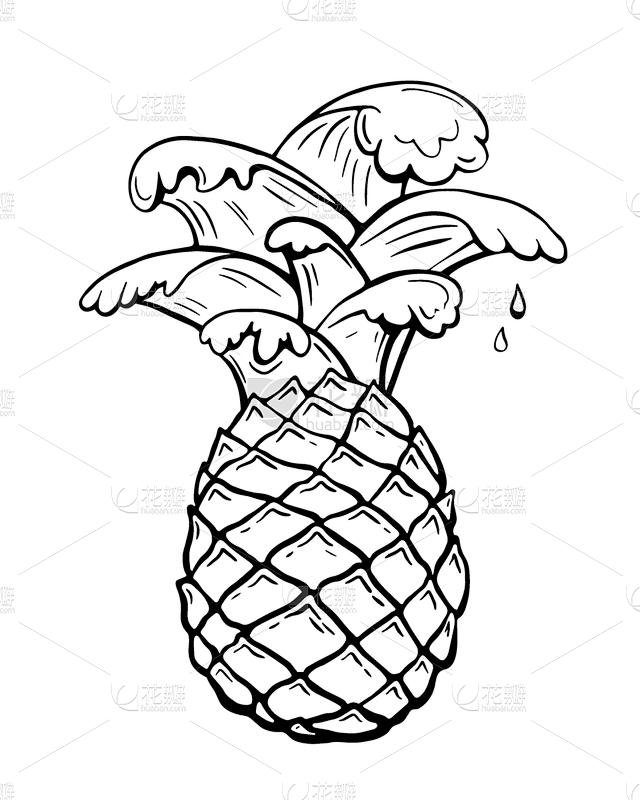 夏天,海洋,菠萝,波浪,热,清新,食品,...