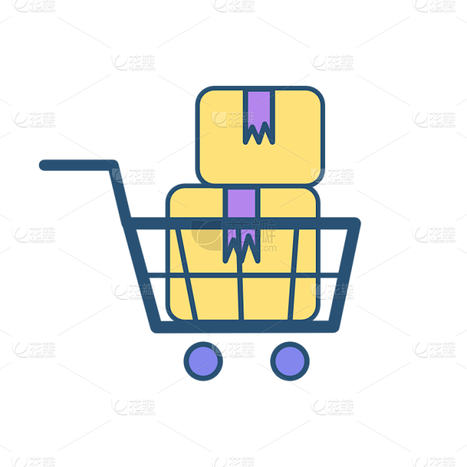 icon-快递图标面性贴纸-购物车