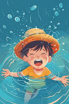 学生预防溺水插画