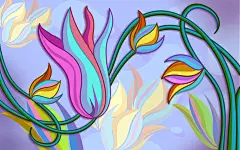 彩绘鲜花高清桌面壁纸