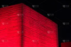夜晚,红色,混凝土墙,建筑外部,天空,式样,艺术,折叠的,外立面,水平画幅
