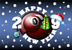 2019,新年前夕,台球,华丽的,一月,壁纸,现代,杉树,问候,写实