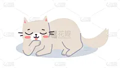 白色背景上快乐可爱的猫角色的矢量插图。平线艺术风格设计的清洁动物猫