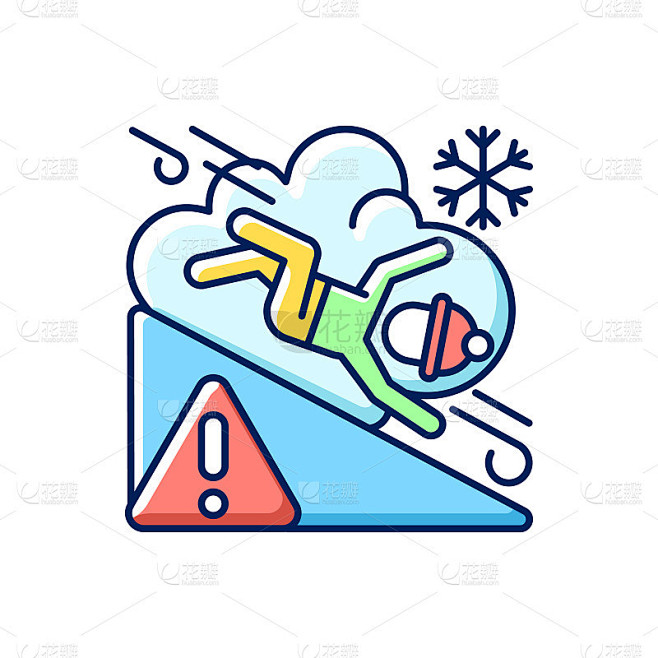 雪崩警告标志RGB颜色图标