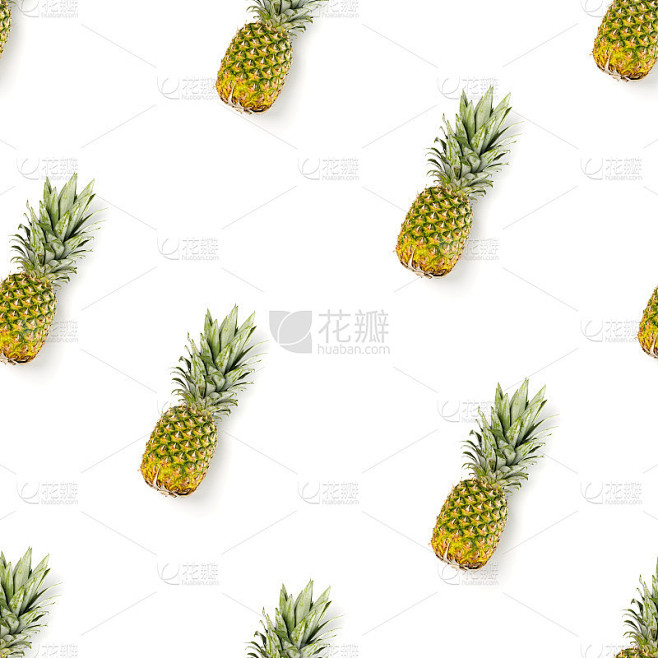 菠萝无缝模式。热带的抽象模式。白色背景上...