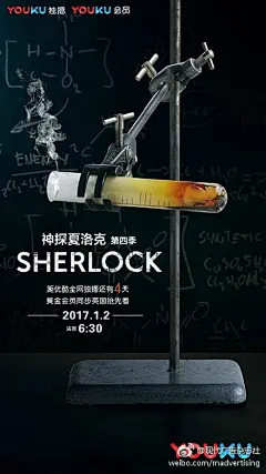 《神探夏洛克》第四季在优酷与英国同步播出，在英剧迷中间这可算的上是件大事了。随后推出的倒计时海报，延续了简洁冷艳的风格，并同时爆出更多隐藏的与剧情相关的“梗”。 ​