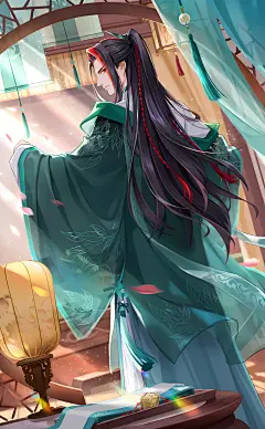 ✔《掌门太忙》手游 渊仲秋 古风美男手绘 回头 游戏插画