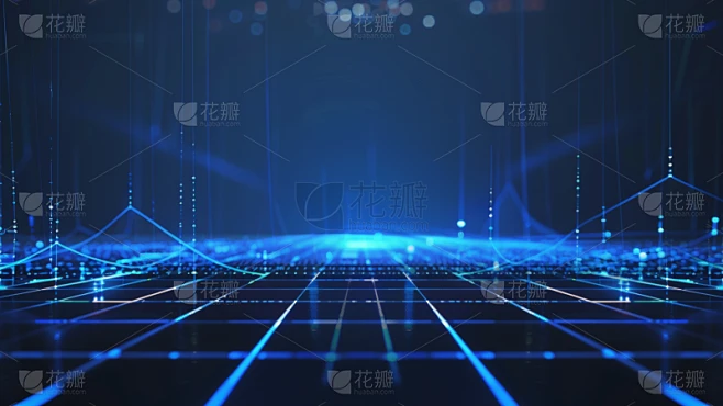 通用科技光效曲线粒子背景素材素材-花瓣网