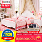 和购卧室成套家具套餐韩式床+床垫+床头柜三件套装欧式床组合HG08-tmall.com天猫