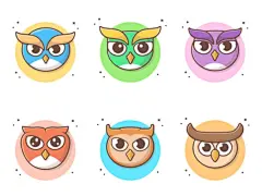 色彩鲜艳卡通猫头鹰表情包集合