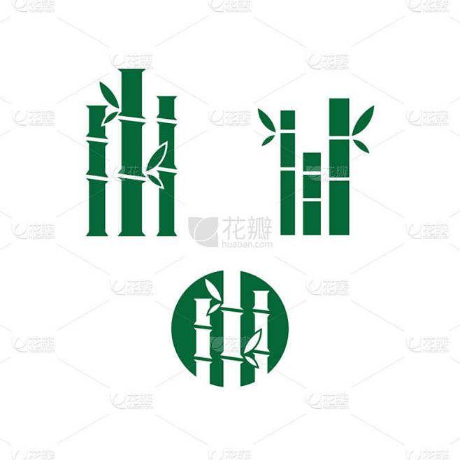 竹徽标图标矢量图示