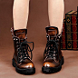 迟放 原创独立设计师品牌女式鞋子中靴复古中筒靴真皮女式靴子冬 新款 2013