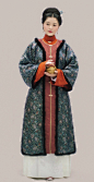 Traditional Chinese hanfu in Ming dynasty style. Garments: 仙鹤云纹桑波缎立领斜襟长袄, 西番莲宋锦圆领棉袄, 缠枝莲缎马面裙. Photo&Clothes by 撷秀