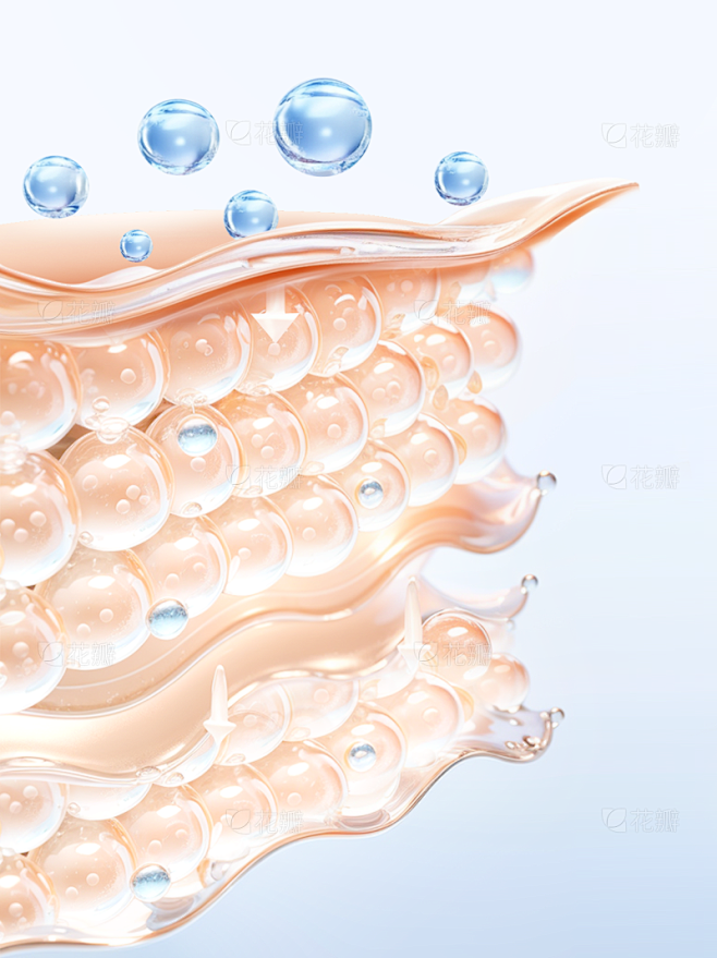 美妆系列通透立体感多层皮肤分子特效箭头组...