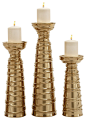Contemporary Style Ceramic Gold Candle Holder Set of 3 Home Decor - contemporary - Candleholders - GwG Outlet