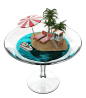 夏季沙滩太阳伞躺椅玻璃杯创意合成_PNG免抠：