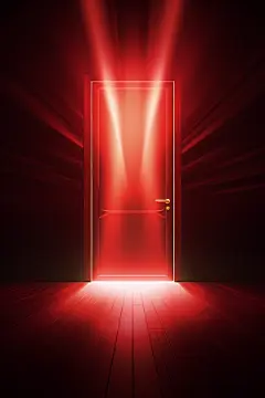 红色大门发光通道直播空间感背景图