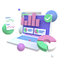 Online Analysis 3D Illustration