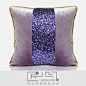 匠心宅品 新中式样板房/古典靠包抱枕 紫丝绒拼珠片方枕（不含芯