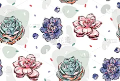 墨水,抽象,壁纸刷,动物手,插画,华丽的,纺织品,壁纸,仙人掌,绘制