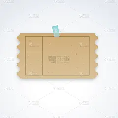 矢量空白票模板与纸板纹理和穿孔边缘