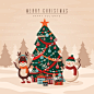 Colorful vintage christmas tree