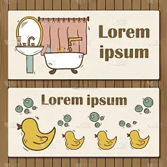 手绘浴室手册或卡片模板